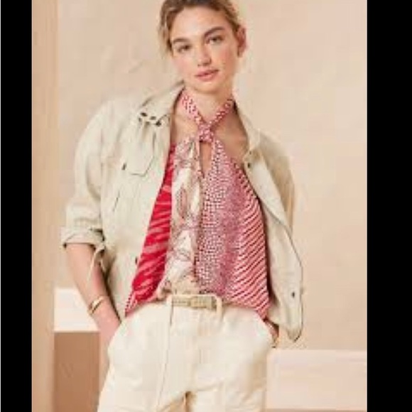 NWT banana republic factory red print halter cross front top shirt blouse Small - Picture 2 of 5